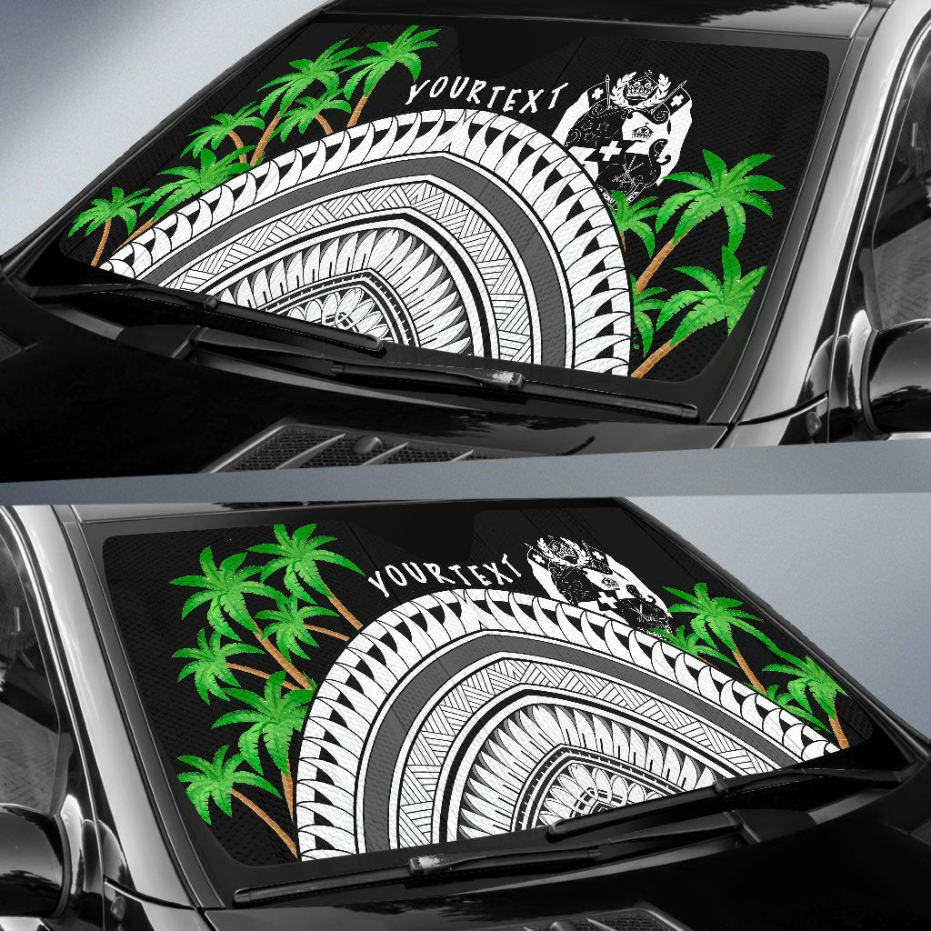 Tonga Custom Personalised Auto Sun Shades - Ginger Lei Pattern - Polynesian Pride