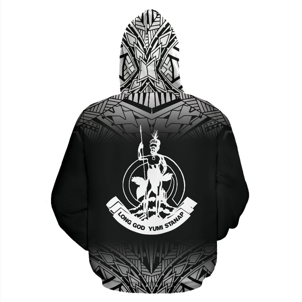 Vanuatu All Over Zip up Hoodie Fog Black Style - Polynesian Pride