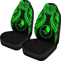 Yap Polynesian Car Seat Covers Pride Seal And Hibiscus Green - Polynesian Pride
