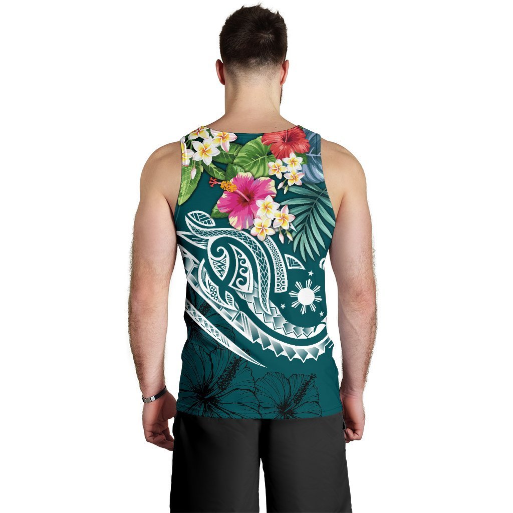 The Philippines Men's Tank Top - Summer Plumeria (Turquoise) - Polynesian Pride