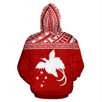 Papua New Guinea Polynesian ll Over Custom Hoodie Red Horizontal - Polynesian Pride