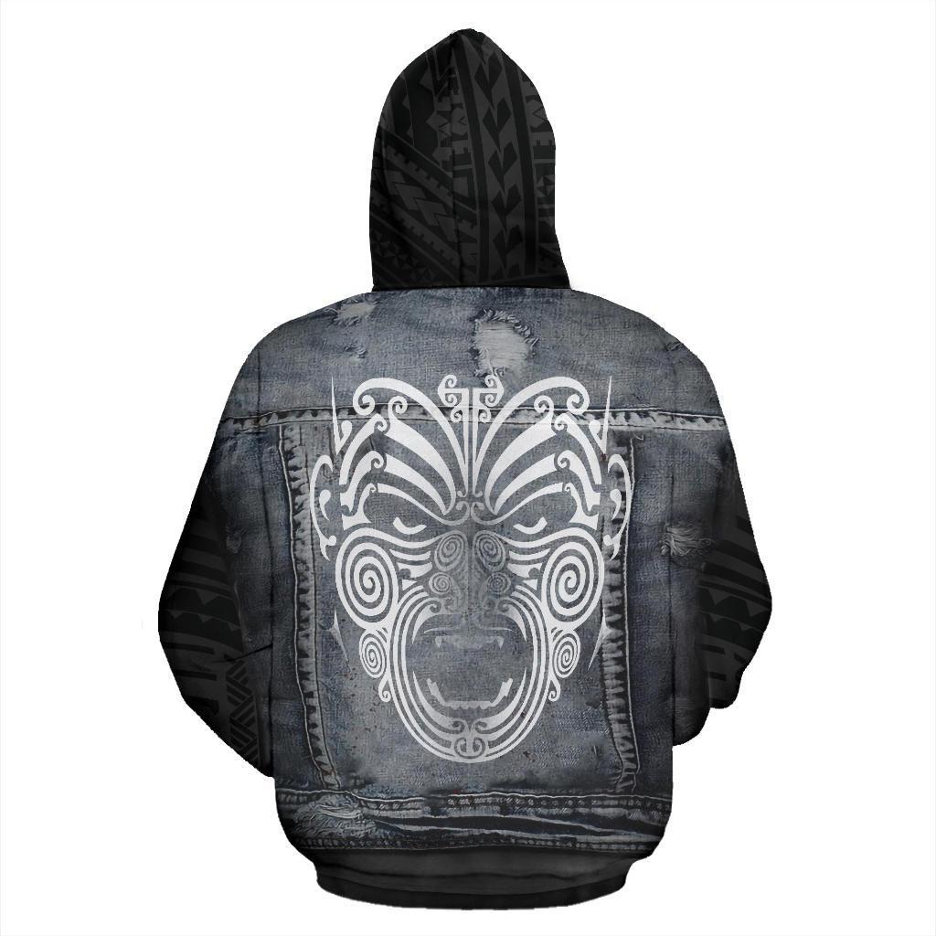 Maori Moko Warface 3D Denim Hoodie - Polynesian Pride