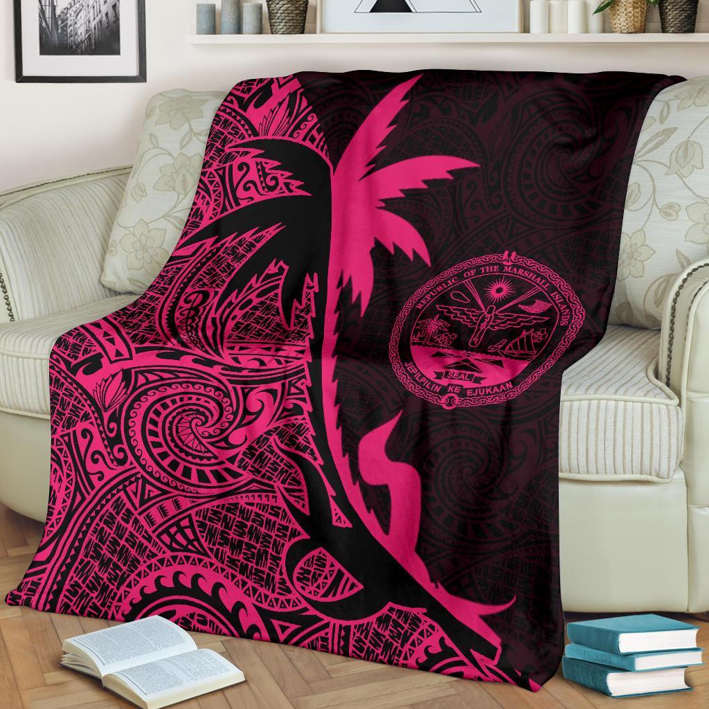 Marshall Islands Coconut Tree Premium Blanket Pink - Polynesian Pride