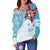 Fiji Polynesian Off Shoulder Sweater - Fiji Flag with Coat of Arms - Polynesian Pride