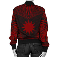 Nauru Polynesian Chief Women'S Bomber Jacket - Red Version - Polynesian Pride