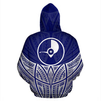 Yap Polynesian Custom Hoodie Blue Pride Map nd Seal - Polynesian Pride