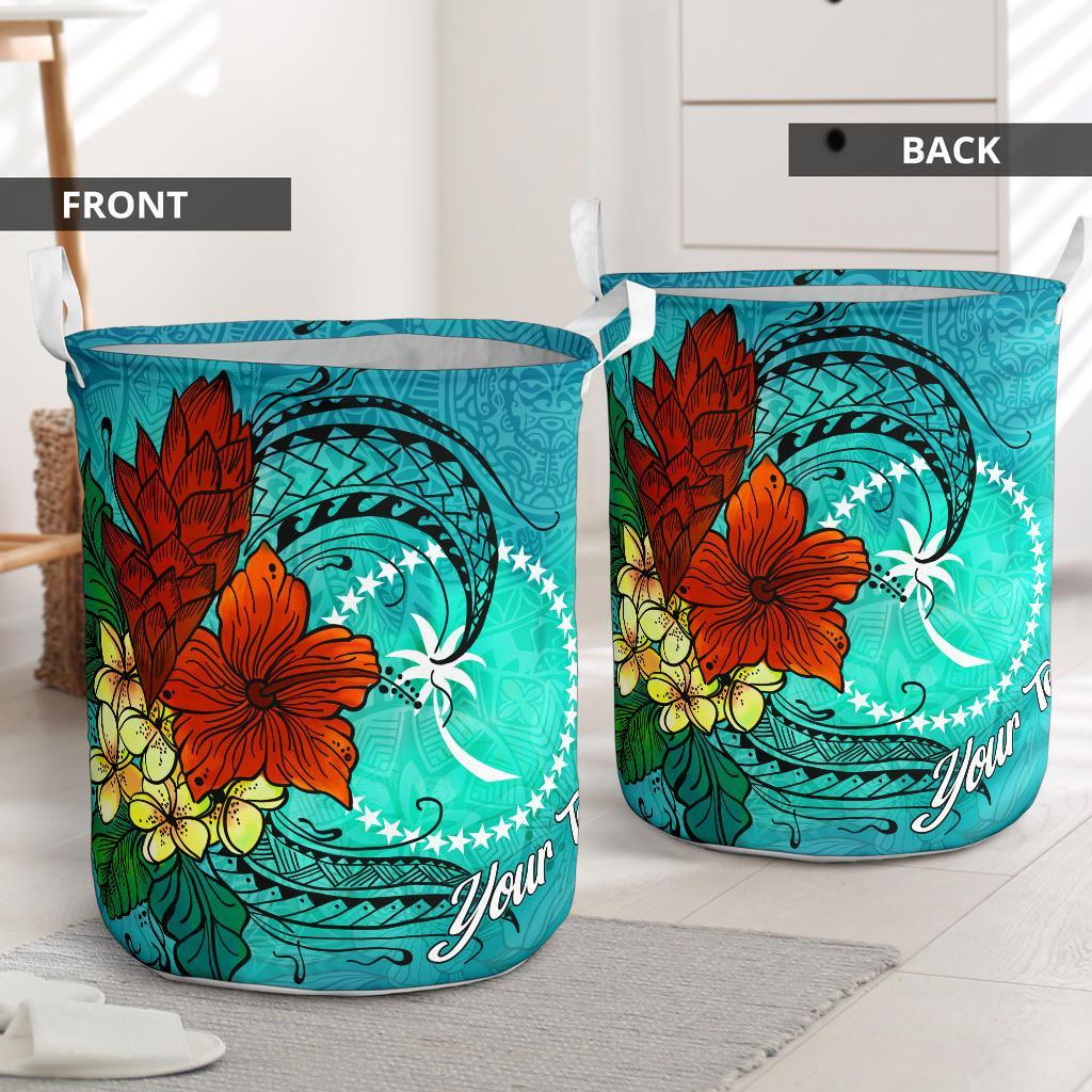 Chuuk State Laundry Basket - Custom Personalised Tropical Flowers Style - Polynesian Pride