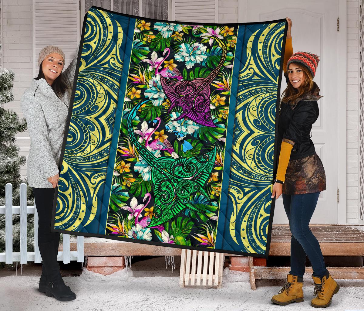 Hawaii Manta Ray Tropical Polynesian Premium Quilt - Pure Style - Polynesian Pride