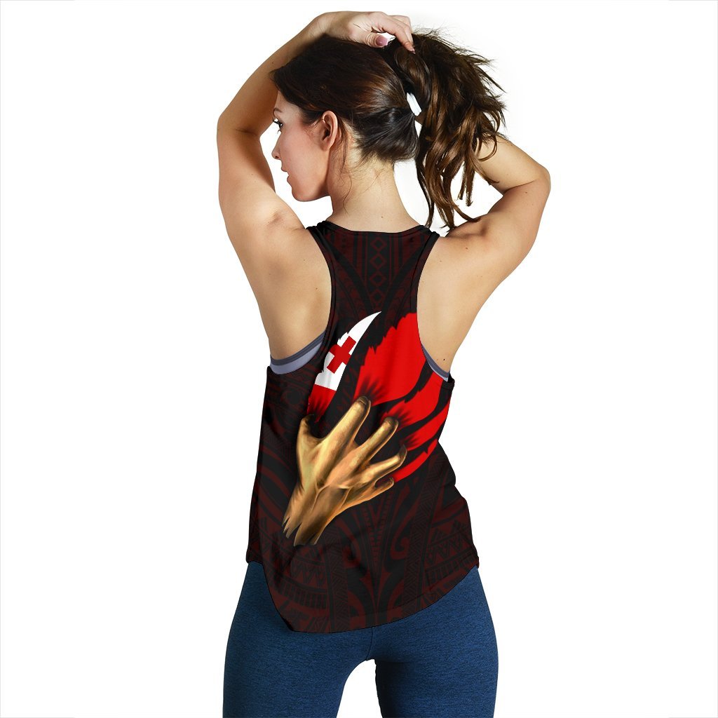 Tonga Women's Racerback Tank - Tonga In Me (Red) - Polynesian Pride