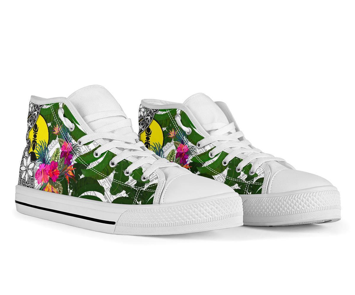 New Caledonia High Top Shoes White - Turtle Plumeria Banana Leaf - Polynesian Pride