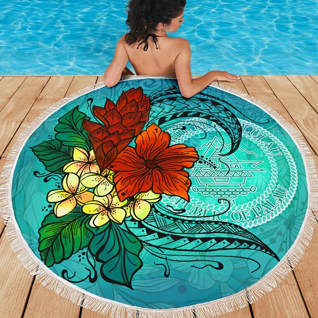 Palau Beach Blanket - Tropical Flowers Style - Polynesian Pride