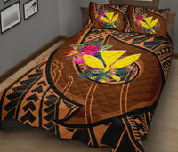 Hawaii Kanaka Maoli Quilt Bed Set - Polynesian Hook And Hibiscus - Polynesian Pride