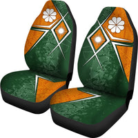 Marshall Islands Car Seat Covers - Kwajalein Atoll Marshall Islands Flag with Polynesian Patterns - Polynesian Pride