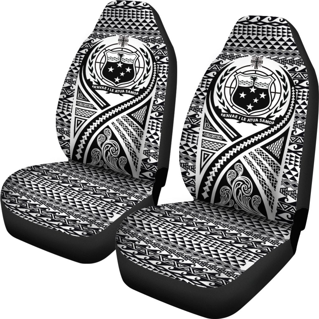 Samoa Car Seat Cover - Samoa Coat Of Arms Polynesian Tattoo Black - Polynesian Pride