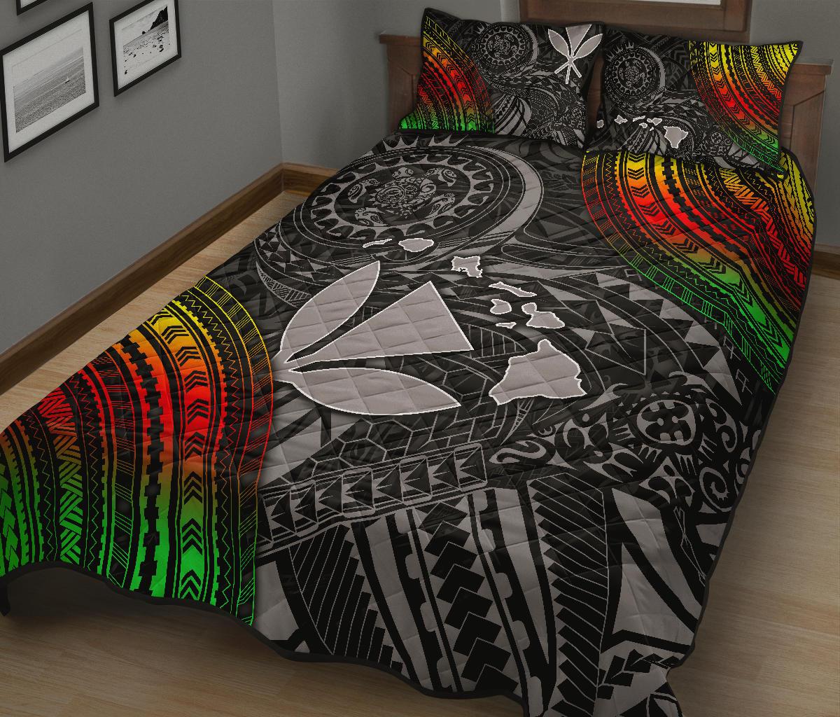 Hawaii Polynesian Quilt Bed Set - Kanaka Maoli Hawaiian Map - Polynesian Pride