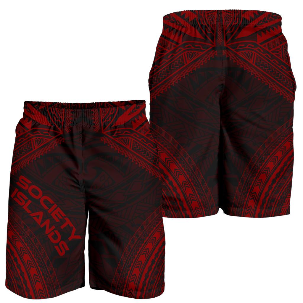 Society Islands Men's Shorts - Polynesian Chief Red Version - Polynesian Pride