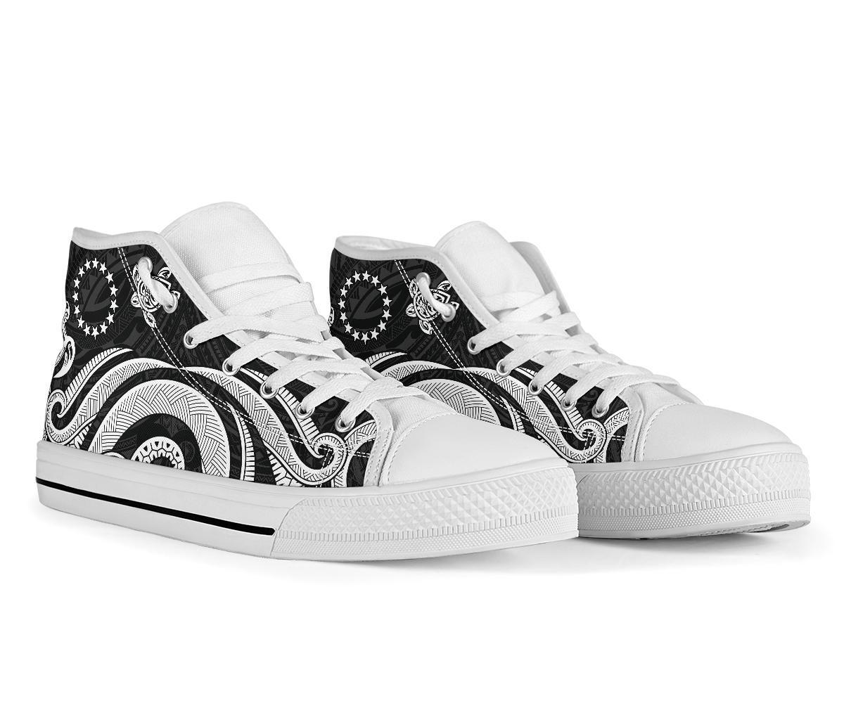 Cook Islands High Top Canvas Shoe - White Tentacle Turtle - Polynesian Pride