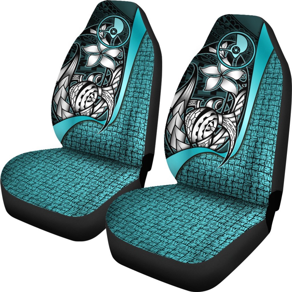 Yap Micronesian Car Seat Covers Turquoise - Turtle With Hook - Polynesian Pride