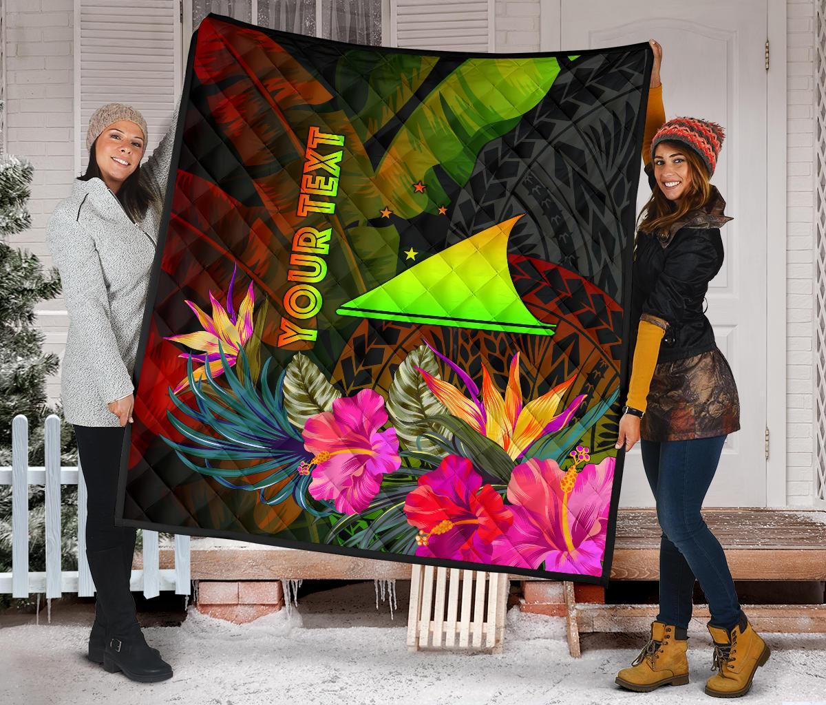 Tokelau Polynesian Personalised Premium quilt - Hibiscus and Banana Leaves - Polynesian Pride