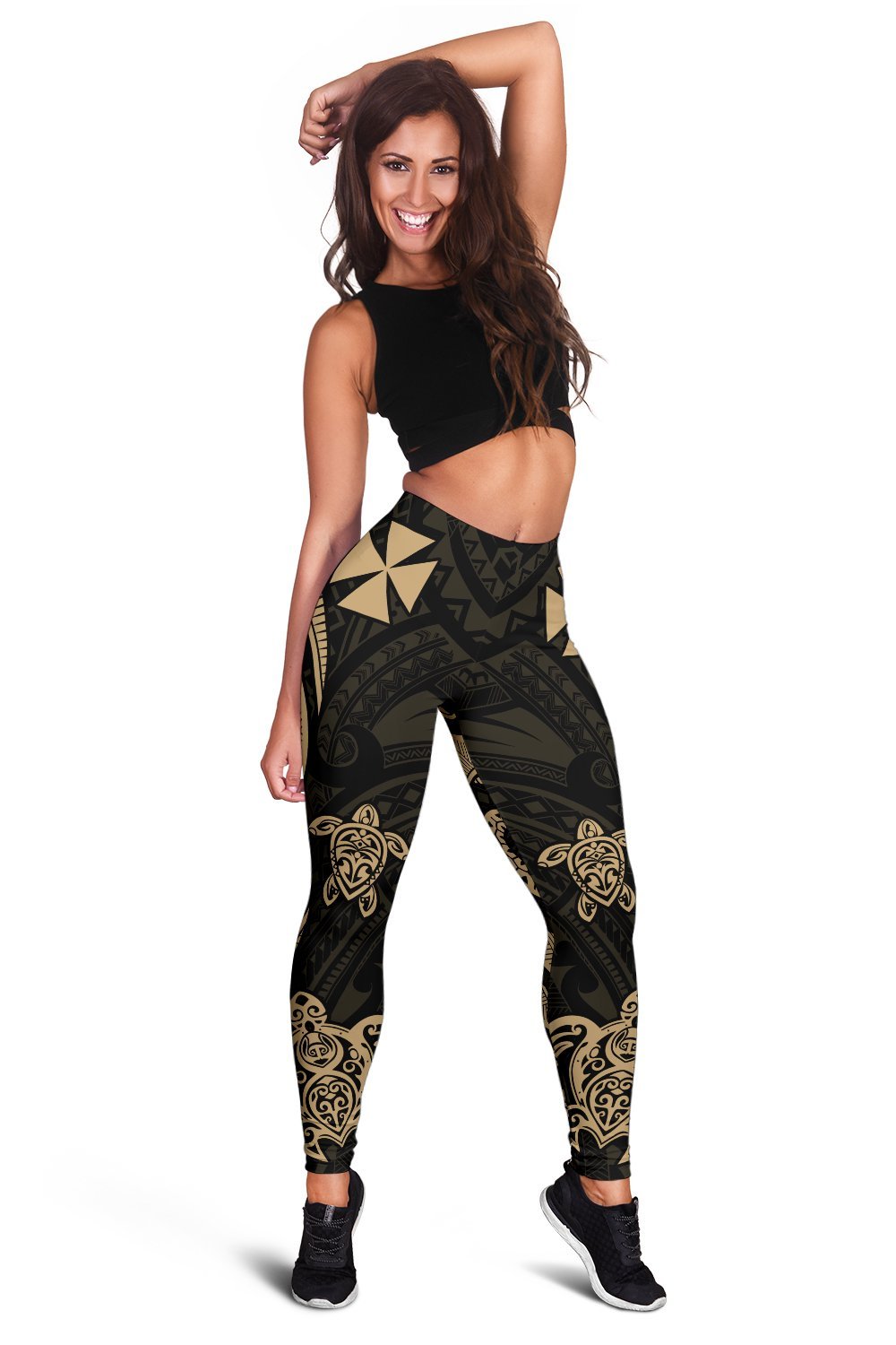 Wallis and Futuna Women's Leggings - Gold Tentacle Turtle Gold - Polynesian Pride