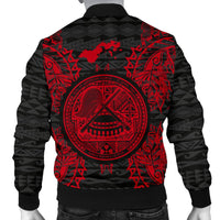 American Samoa Polynesian Men's Bomber Jacket Map Red - Polynesian Pride