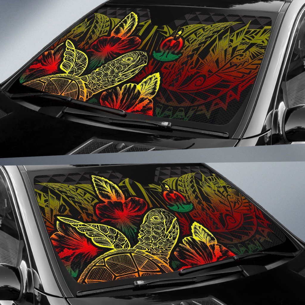 Vanuatu Auto Sun Shades Turtle Hibiscus Reggae - Polynesian Pride