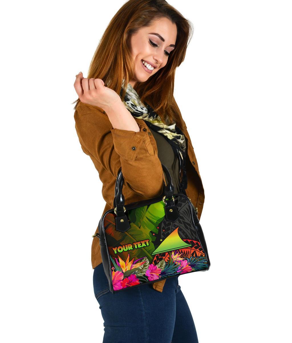 Tokelau Polynesian Personalised Shoulder Handbag - Hibiscus and Banana Leaves - Polynesian Pride