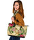 Hawaii Leather Tote - Hammerhead Shark Large Leather Tote Strong Pattern Hibiscus Plumeria AH - Polynesian Pride