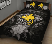 Papua New Guinea Polynesian Quilt Bed Set Hibiscus Gray - Polynesian Pride