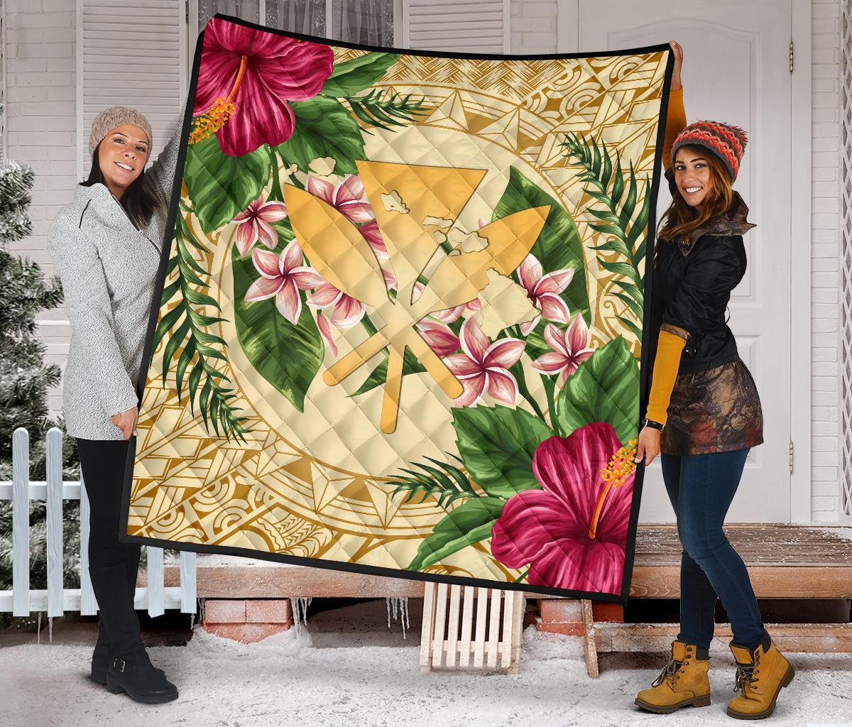 Hawaii Premium Quilt - Kanaka Maoli Premium Quilt Strong Pattern Hibiscus Plumeria AH - Polynesian Pride