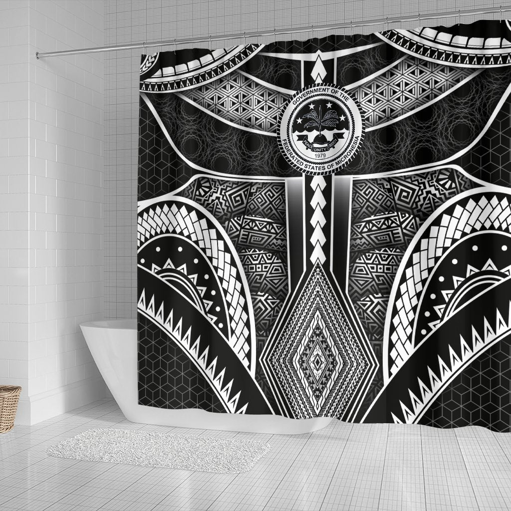 Polynesian FSM Shower Curtain - Poly Pattern With COA Federated States of Micronesia - Polynesian Pride