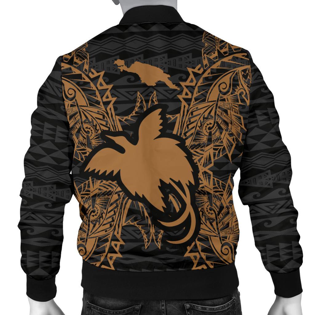 Papua New Guinea Polynesian Men's Bomber Jacket Map Gold - Polynesian Pride