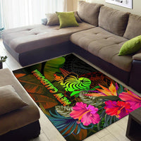 New Caledonia Polynesian Area Rug - Hibiscus and Banana Leaves - Polynesian Pride