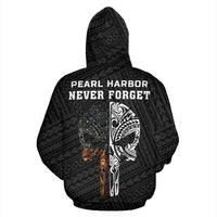 Polynesian Kakau Skull National Pearl Harbor Remembrance Day Hawaii Zip Hoodie Turquoise J6 White - Polynesian Pride