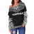 Hawaii Polynesian Chief Women's Off Shoulder Sweater - Black Version - Polynesian Pride