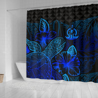 Vanuatu Shower Curtain Turtle Hibiscus Blue - Polynesian Pride