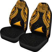 Tokelau Polynesian Car Seat Covers Pride Seal And Hibiscus Gold - Polynesian Pride
