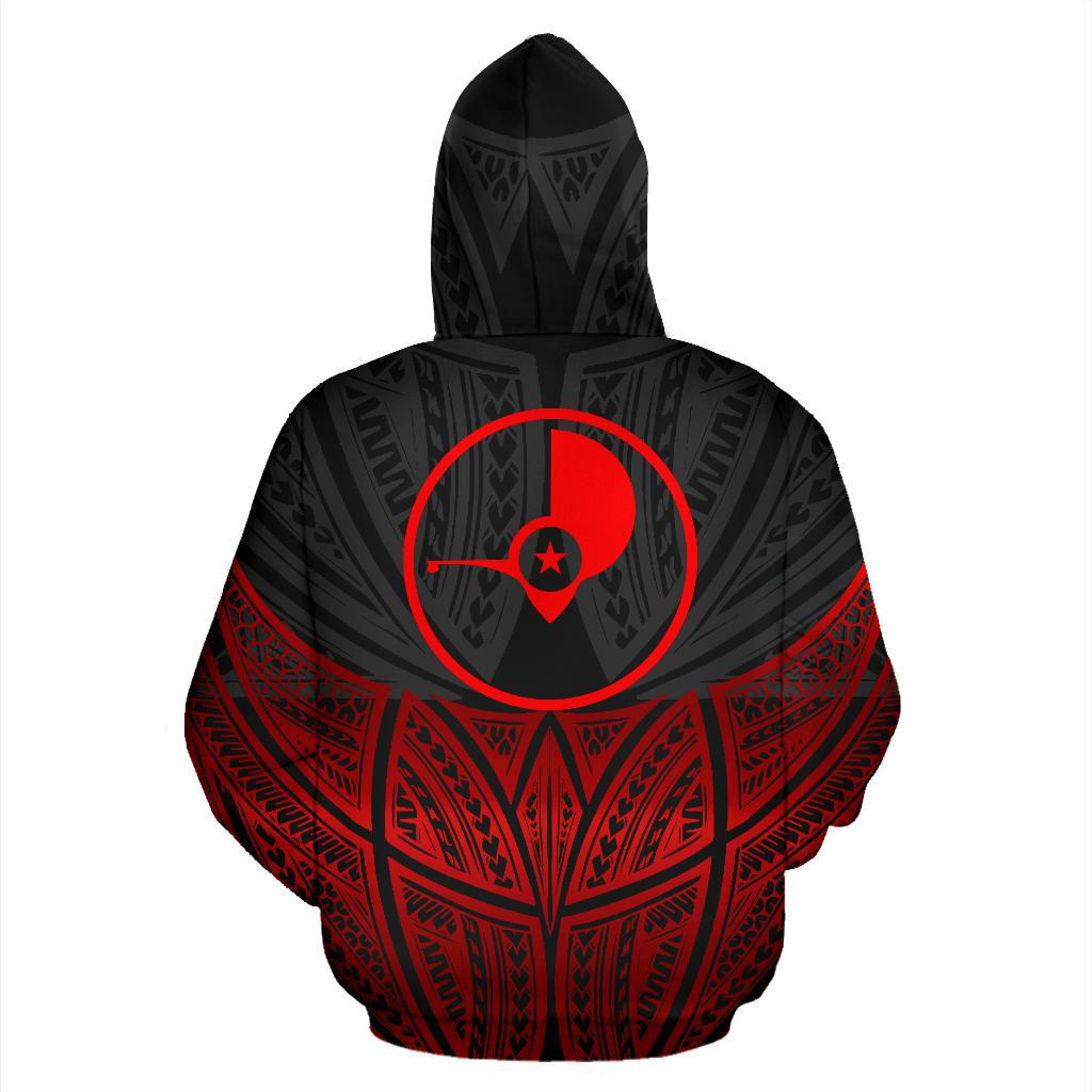 Yap Polynesian Custom Zip up Hoodie Red Black Pride Map and Seal - Polynesian Pride