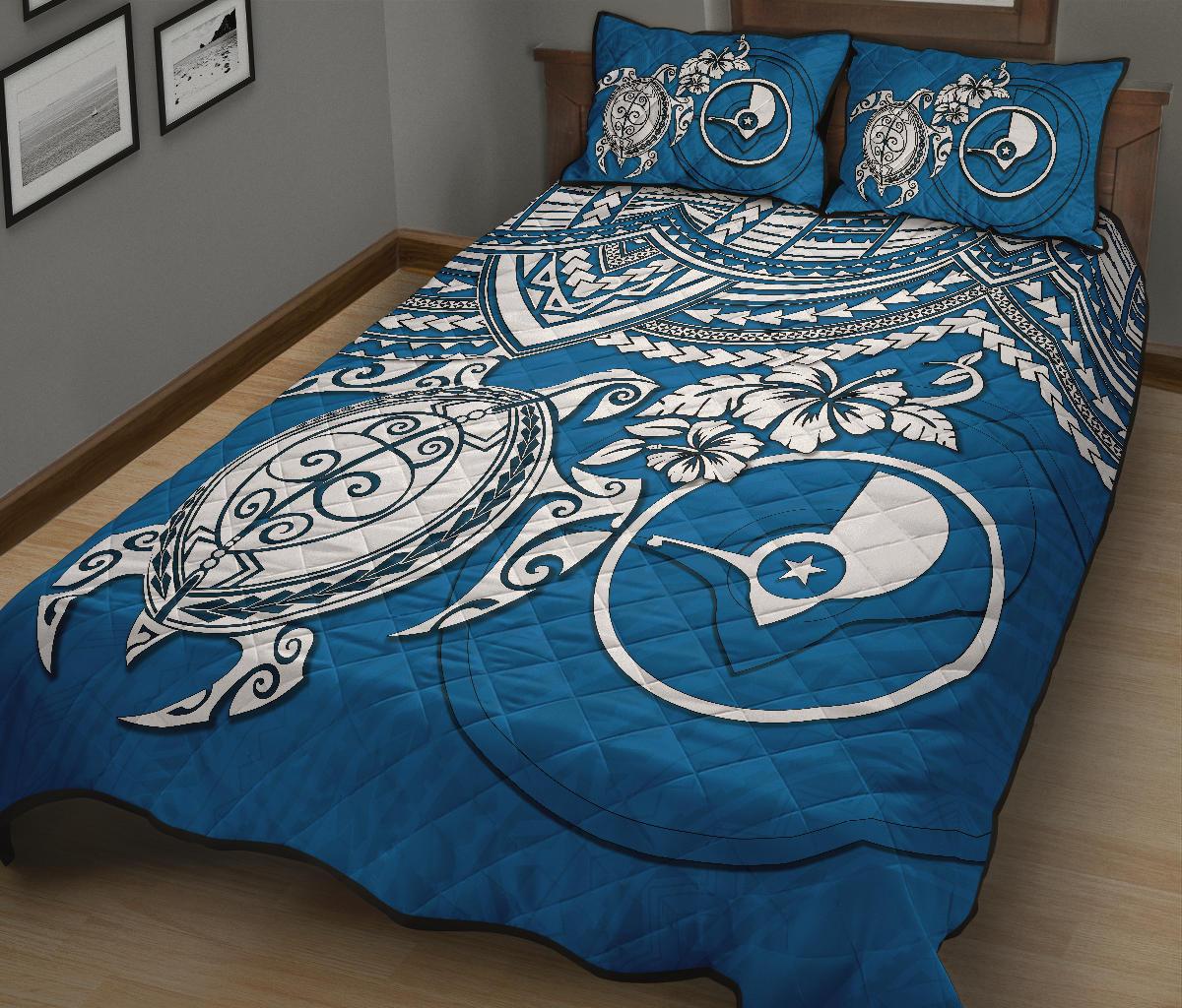 Yap Polynesian Quilt Bed Set - Polynesian Turtle Blue - Polynesian Pride