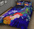 Kosrae Quilt Bed Set - Humpback Whale with Tropical Flowers (Blue) - Polynesian Pride