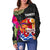 Tahiti Women's Off Shoulder Sweater - Polynesian Hibiscus Pattern - Polynesian Pride