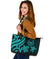 Tahiti Polynesian Large Leather Tote Bag - Turquoise Tentacle Turtle - Polynesian Pride