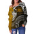 Samoa Women's Off Shoulder Sweater - Samoa Seal Wave Style (Gold) - Polynesian Pride