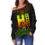 Hawaii Map Polynesian Women's Off Shoulder Sweater - Reggae Color Version - Polynesian Pride