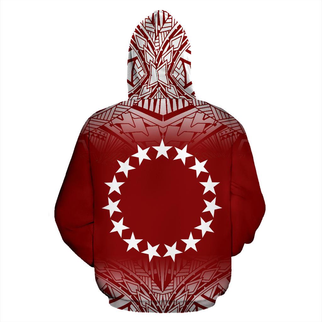 Cook Islands Polynesian Zip up Hoodie Fog Red - Polynesian Pride