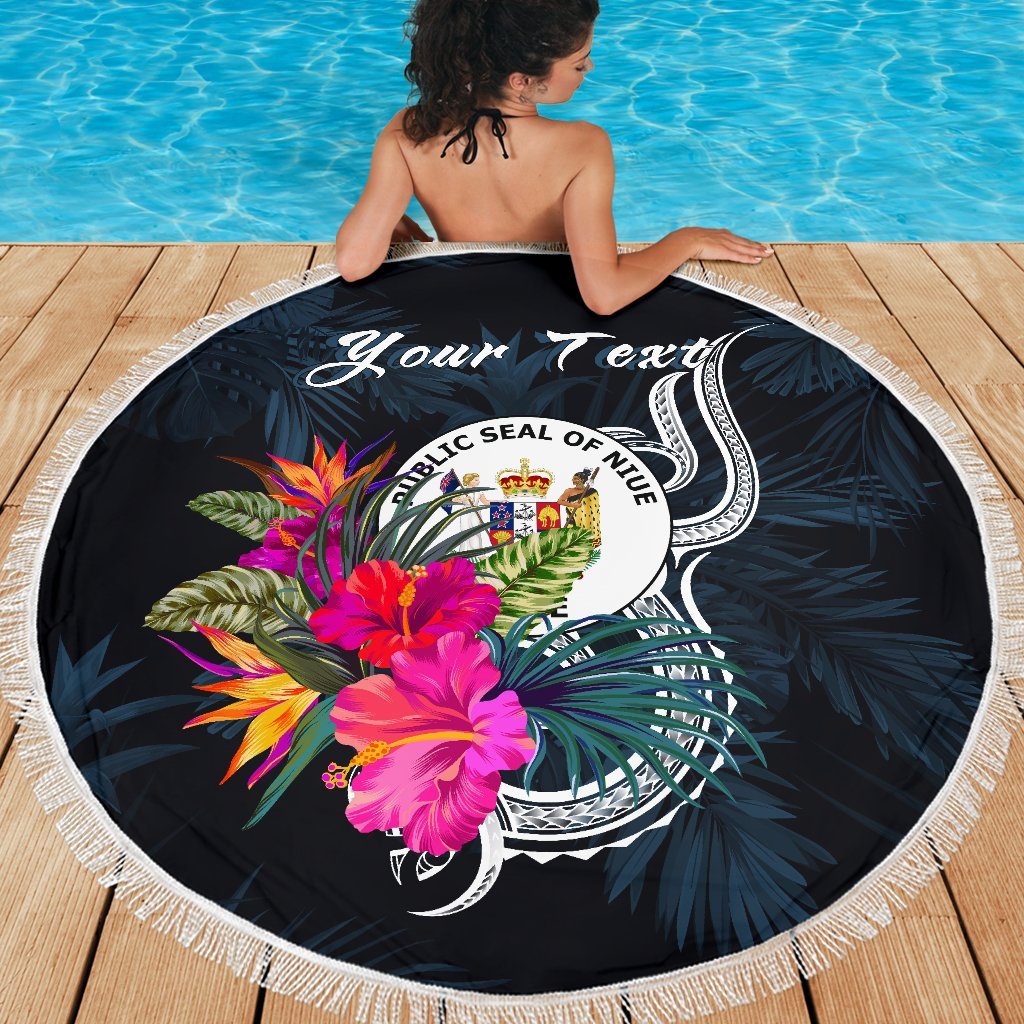 Niue Polynesian Custom Personalised Beach Blanket - Tropical Flower - Polynesian Pride