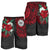 Tahiti Polynesian Men's Shorts - Hibiscus and Sea Turtle (Red) - Polynesian Pride