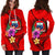 Samoa Polynesian Women's Hoodie Dress - Floral With Seal Red - Polynesian Pride