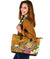 Tahiti Large Leather Tote Bag - Turtle Plumeria (Gold) - Polynesian Pride