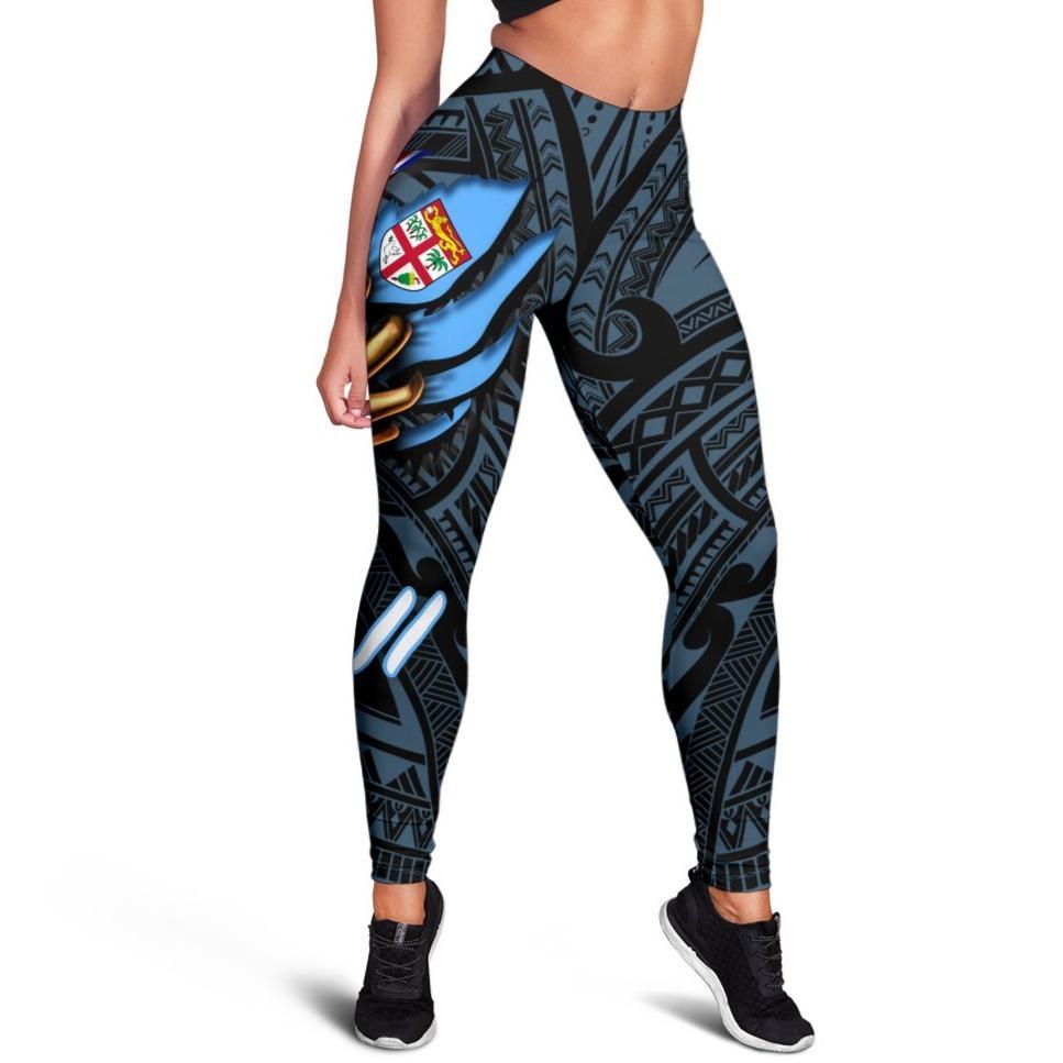 Fiji Women's Legging - Fiji In Me (Blue) Blue - Polynesian Pride